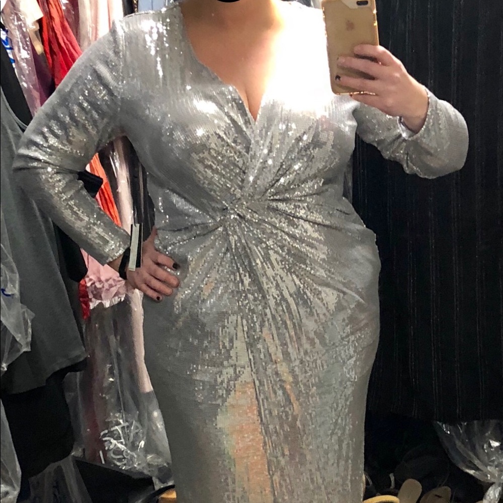 Jason Wu / Eloquii: silver sequins gown